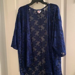 LuLaRoe duster, bright cobalt blue